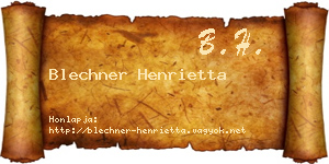 Blechner Henrietta névjegykártya